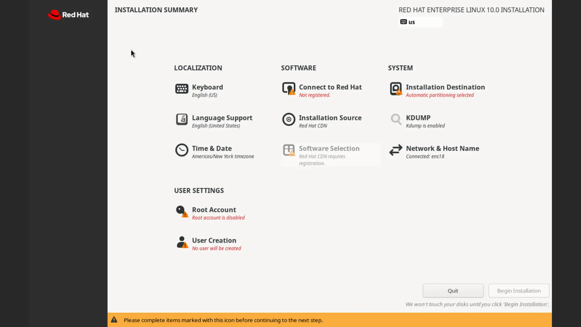 Installation Summary