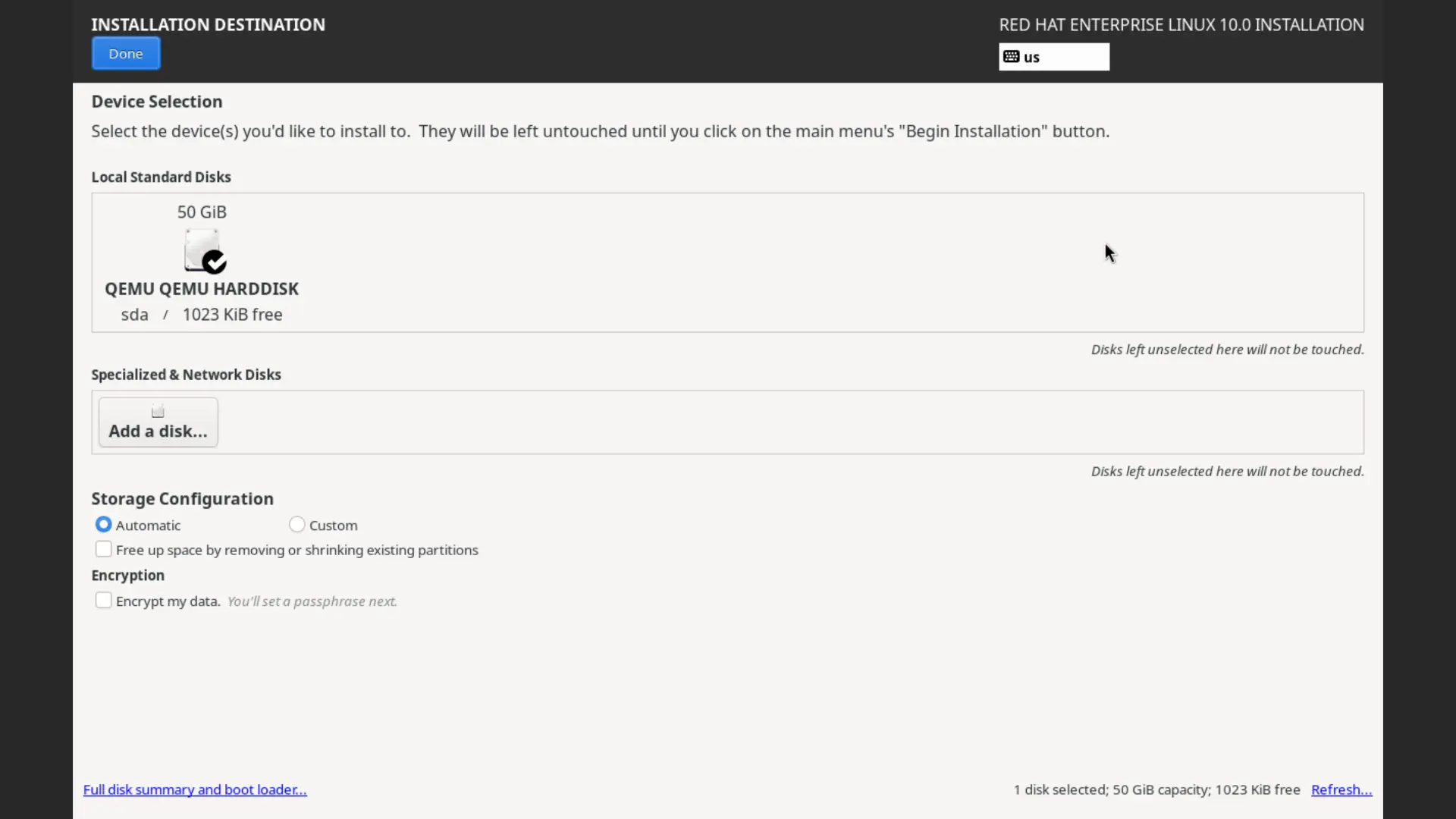 Installation Destination